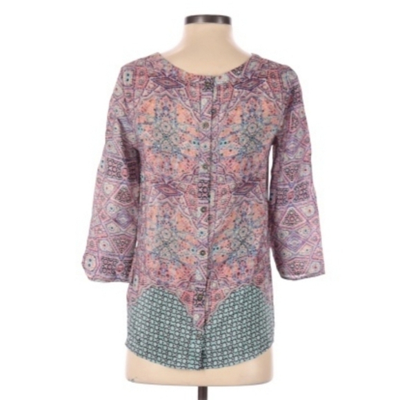 Maeve Anthropolgie Sidney mosaic silk blouse - Picture 2 of 7